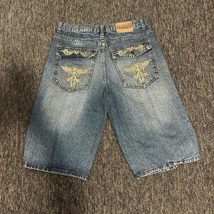 Embroidered Denim Shorts